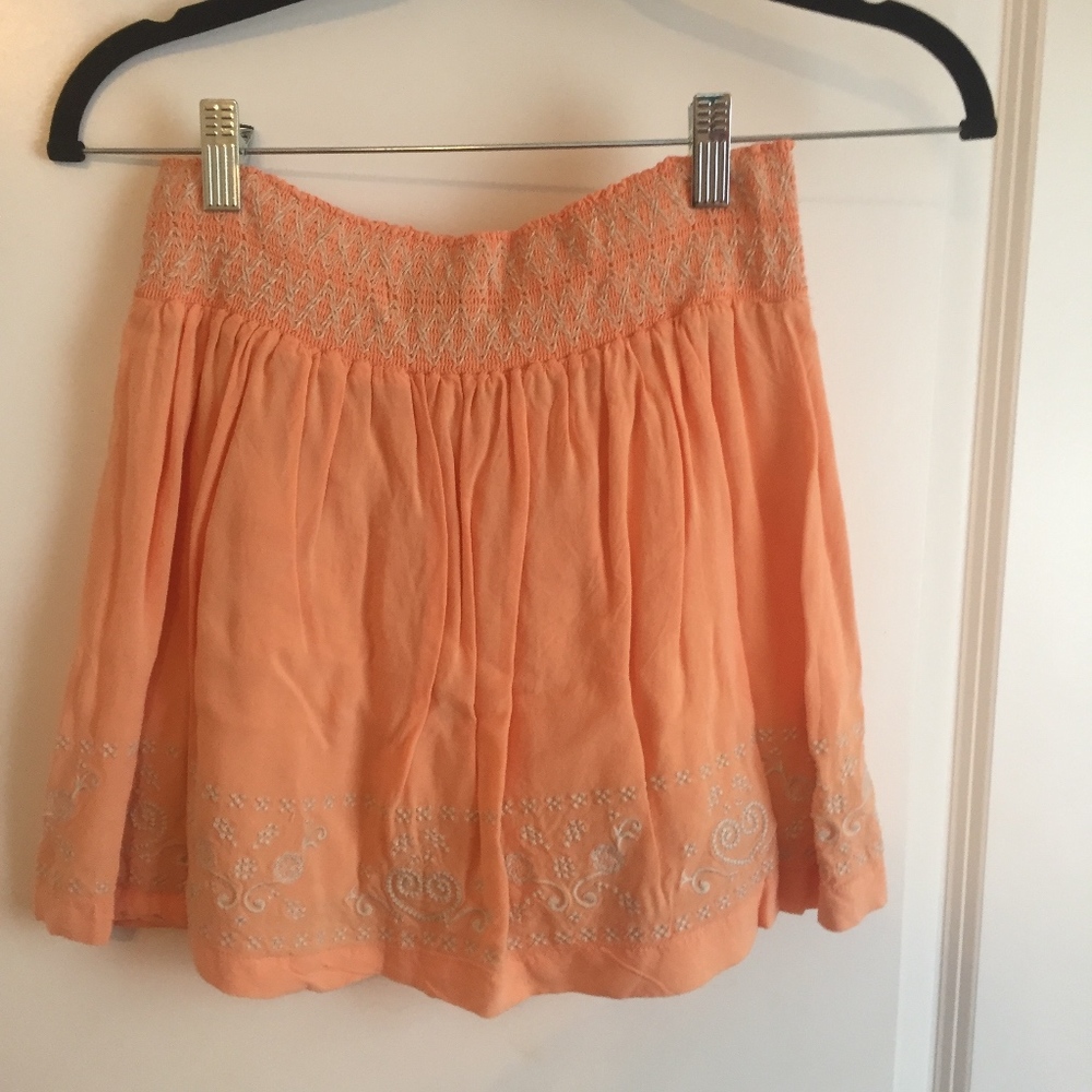 Cute Orange Skirt With Flowery Design - 2 For $10